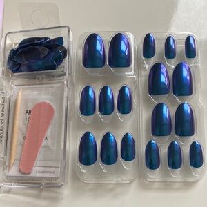 Almond Blue to Purple Glazed Donut Press On Nail Set | 30 Nails w/ Adhesives